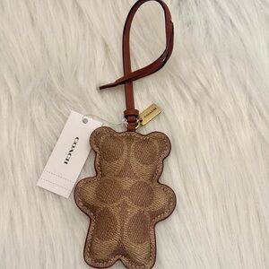 Coach Bear Puffy Bag Charm In Signature Canvas Tan/Caramel CCX44 NWT